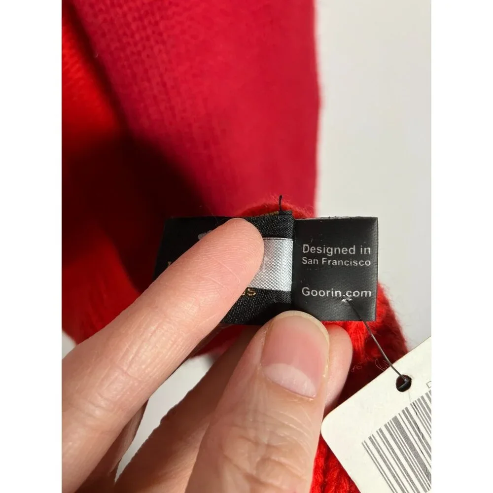 Goorin Bros Wool Cashmere Angora Blend Scarf Half Color Block Red New